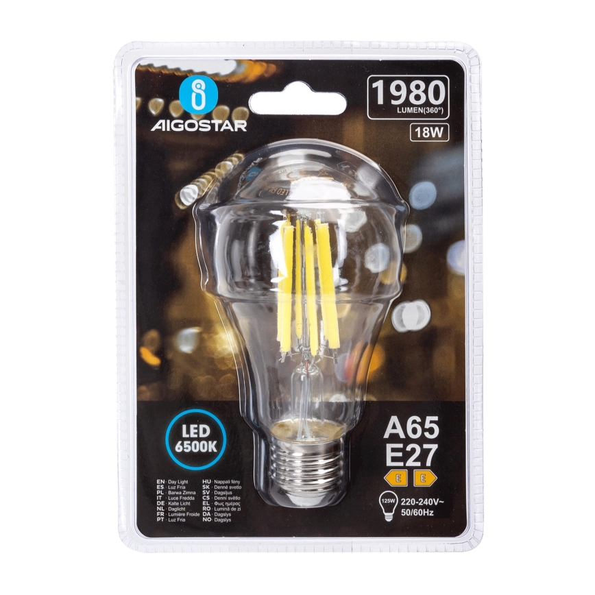 LED-pære VINTAGE A65 E27/18W/230V 6500K - Aigostar