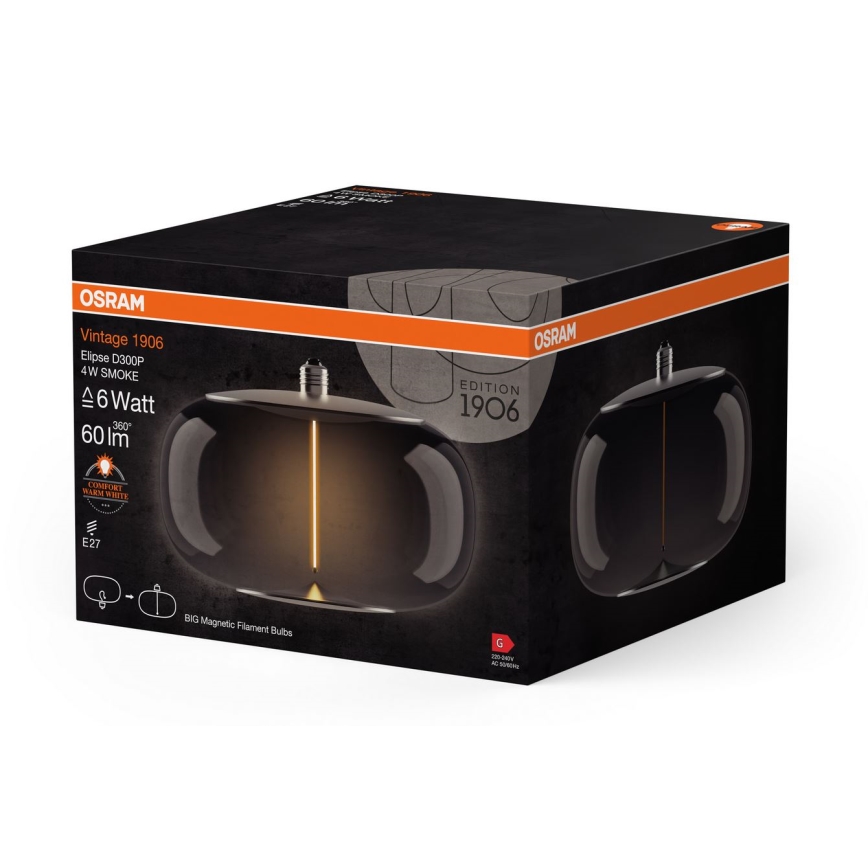 LED-pære VINTAGE FILAMENT E27/4W/230V 1800K røget - Osram