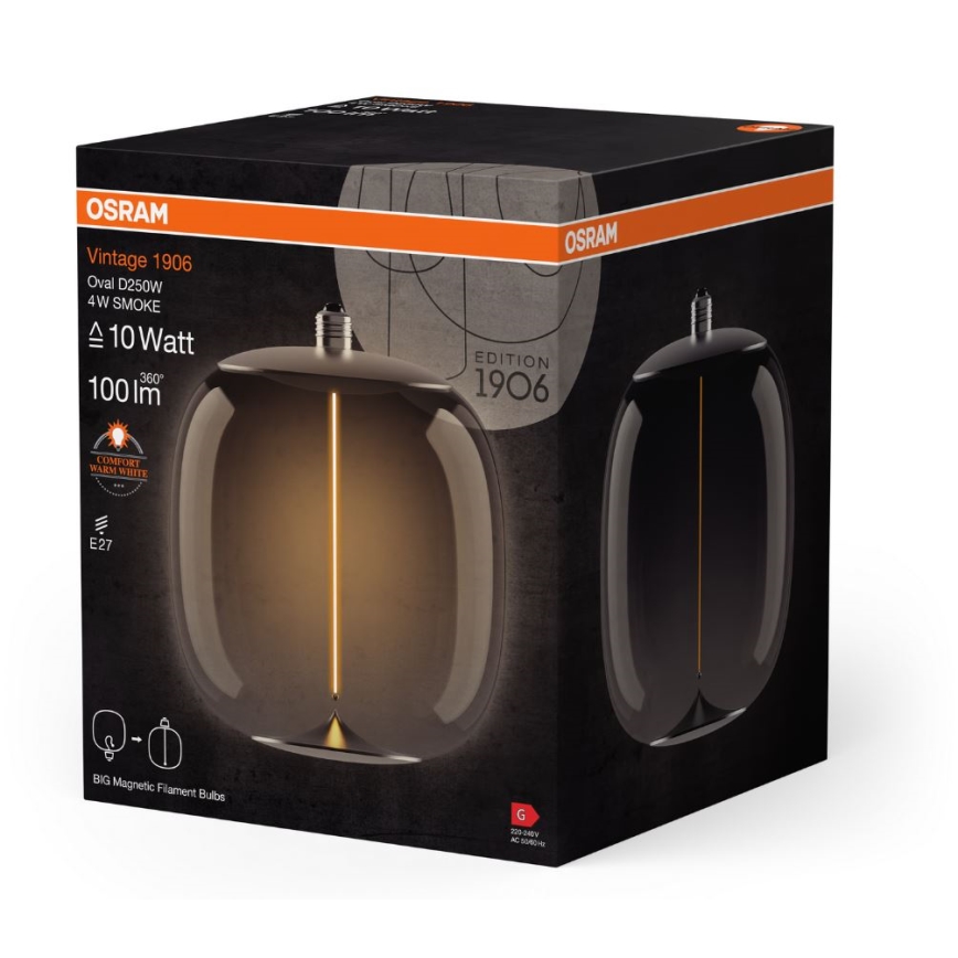 LED-pære VINTAGE FILAMENT E27/4W/230V 2700K røget - Osram