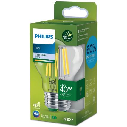 LED-pære VINTAGE Philips A60 E27/2,3W/230V 4000K