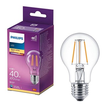 LED-pære VINTAGE Philips A60 E27/4,3W/230V 2700K