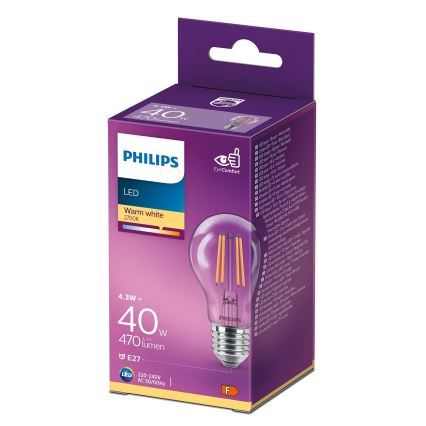 LED-pære VINTAGE Philips A60 E27/4,3W/230V 2700K