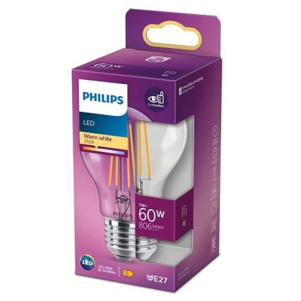 LED-pære VINTAGE Philips A60 E27/7W/230V 2700K