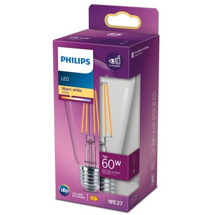 LED-pære VINTAGE Philips ST64 E27/7W/230V 2700K