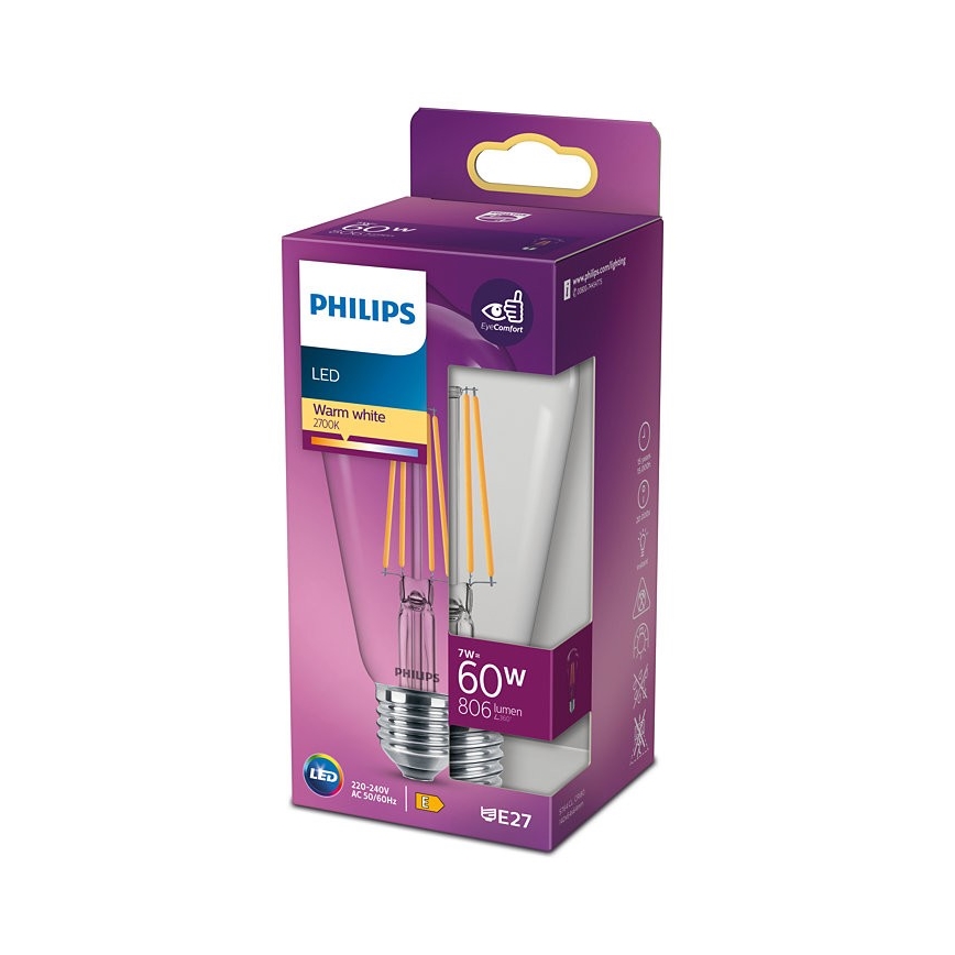 LED-pære VINTAGE Philips ST64 E27/7W/230V 2700K