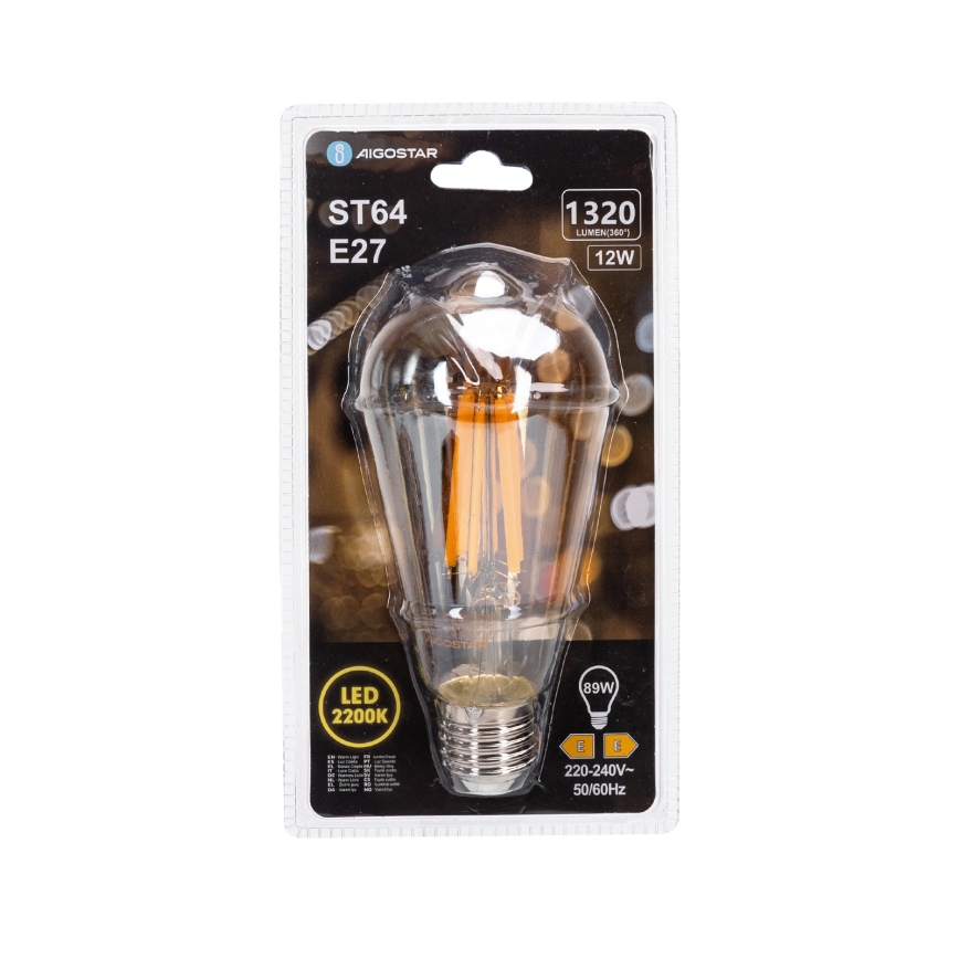 LED-pære Vintage ST64 E27/12W/230V 2200K - Aigostar
