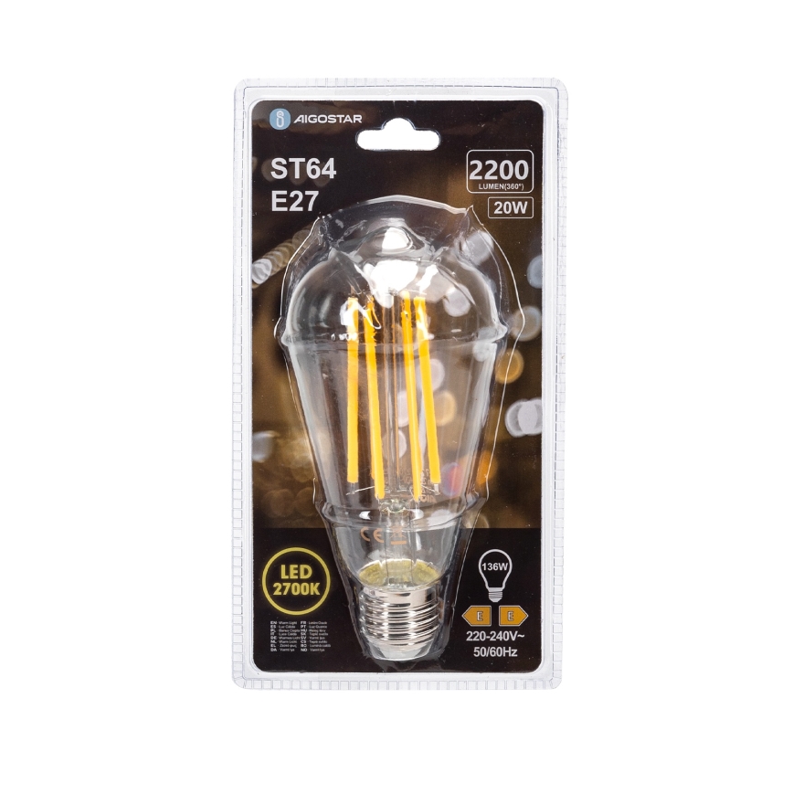 LED-pære VINTAGE ST64 E27/20W/230V 2700K - Aigostar