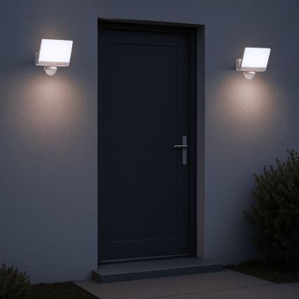 LED-reflektor med bevægelses- og skumringssensor DAVOS LED/30W/230V IP54 hvid
