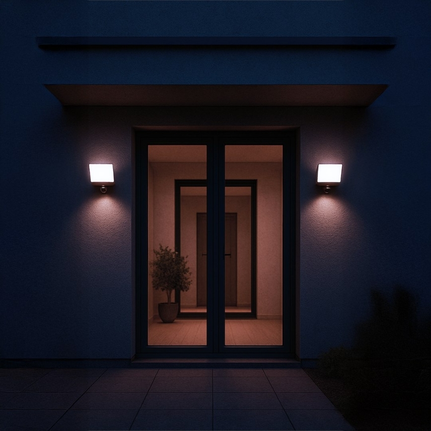 LED-reflektor med bevægelses- og skumringssensor DAVOS LED/30W/230V IP54 sort