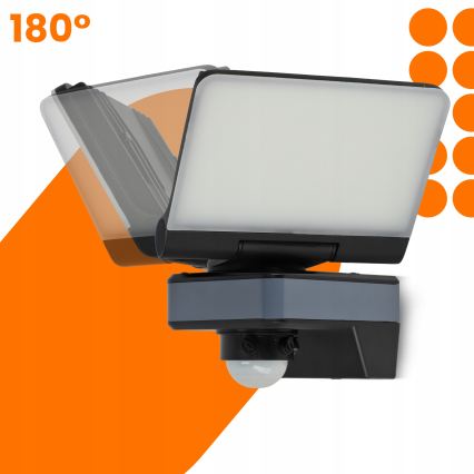 LED-reflektor med bevægelses- og skumringssensor LED/24W/230V 4200K IP54 sort