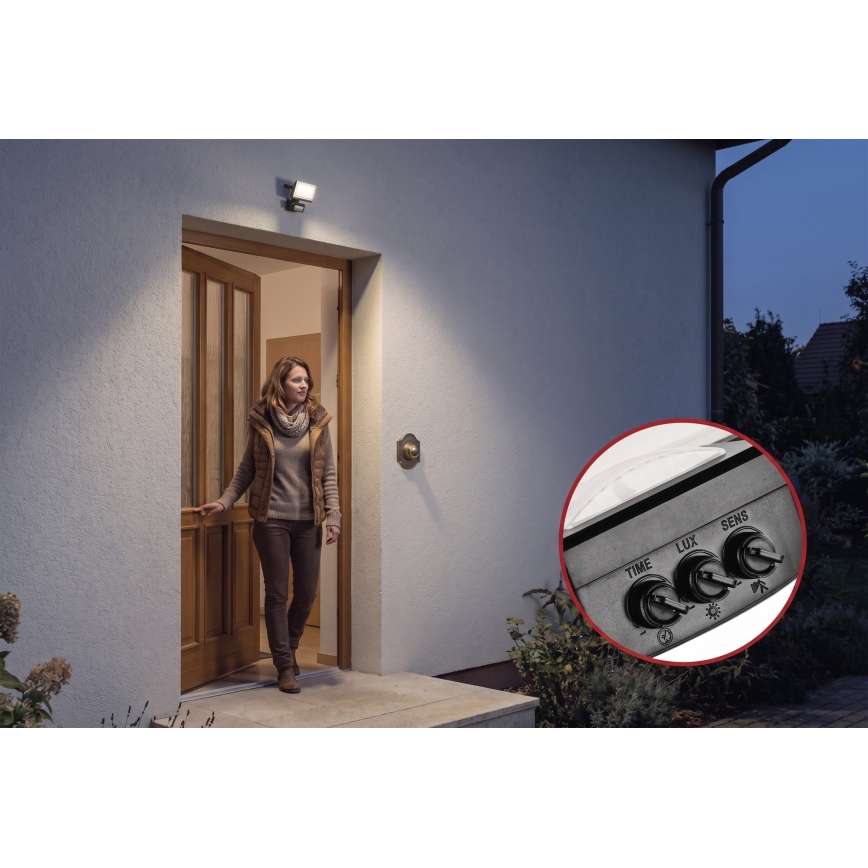 LED-reflektor med bevægelses- og skumringssensor TAMBO EVO LED/10W/230V 4000K IP44 sort
