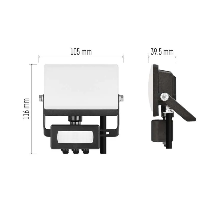 LED-reflektor med bevægelses- og skumringssensor TAMBO EVO LED/10W/230V 4000K IP44 sort