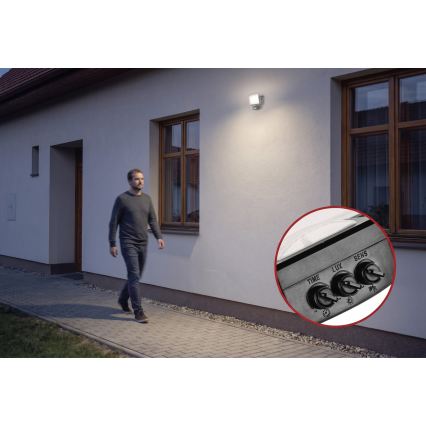 LED-reflektor med bevægelses- og skumringssensor TAMBO EVO LED/20W/230V 4000K IP44 sort