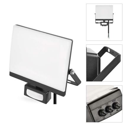 LED-reflektor med bevægelses- og skumringssensor TAMBO EVO LED/30W/230V 4000K IP44 sort