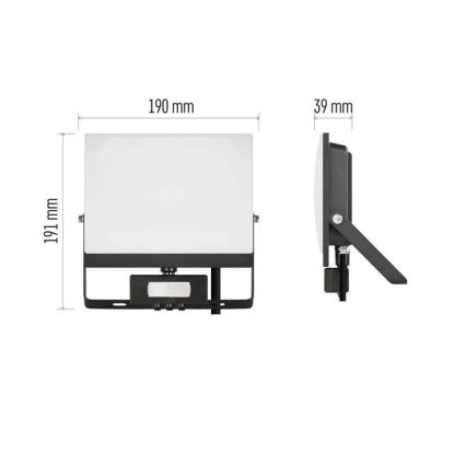 LED-reflektor med bevægelses- og skumringssensor TAMBO EVO LED/50W/230V 4000K IP44 sort