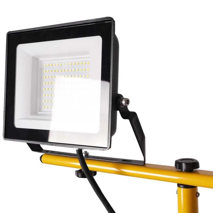 LED-reflektor med stativ, 2 x 50 W LED, 230 V, 6500 K, IP65, gul