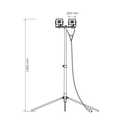 LED-reflektor med stativ, 2 x 50 W LED, 230 V, 6500 K, IP65, gul