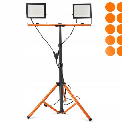LED-reflektor med stativ 2xLED/100W/230V 4500K IP65 sort/orange