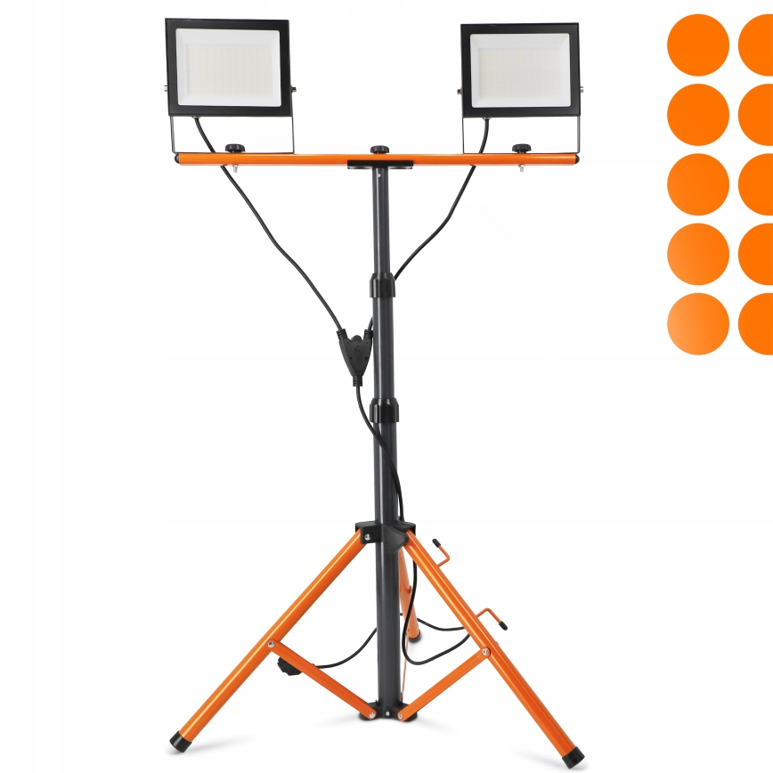 LED-reflektor med stativ 2xLED/100W/230V 4500K IP65 sort/orange