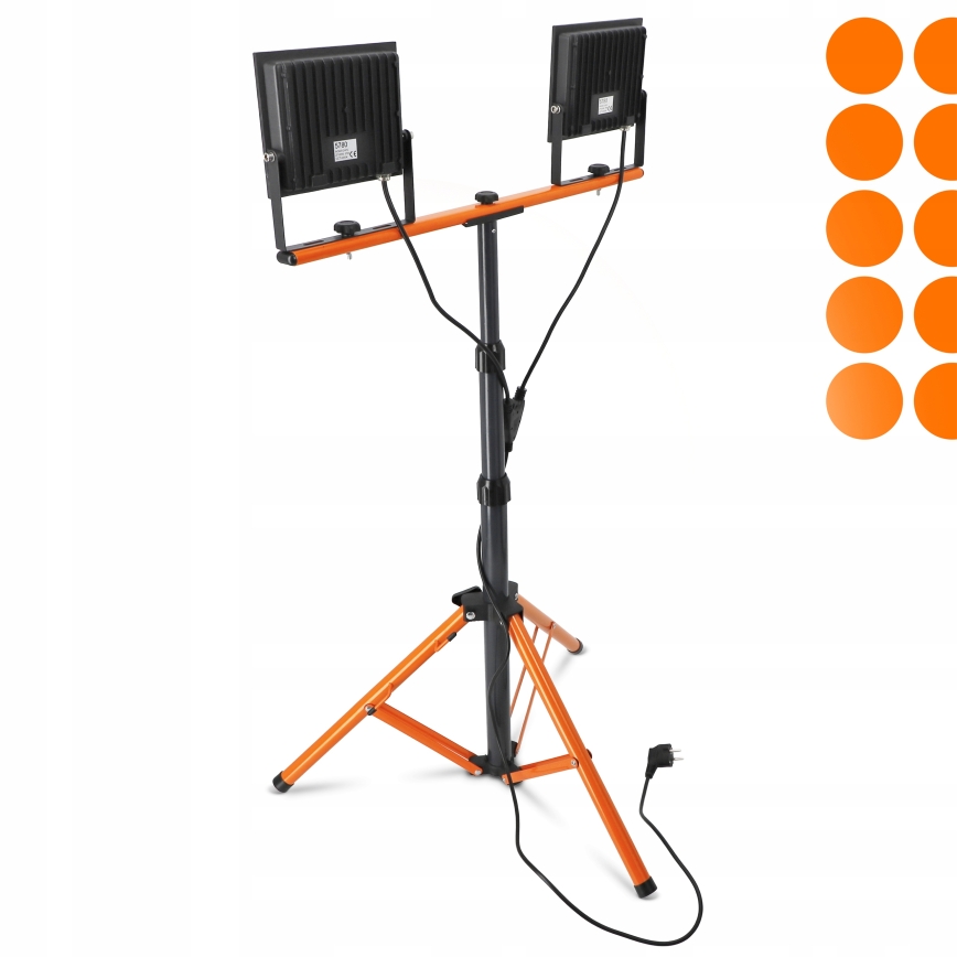 LED-reflektor med stativ 2xLED/100W/230V 4500K IP65 sort/orange