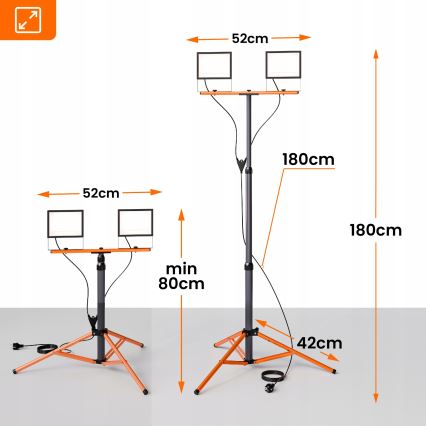 LED-reflektor med stativ 2xLED/100W/230V 4500K IP65 sort/orange
