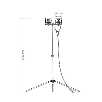 LED-reflektor med stativ 2xLED/30W/230V 6500K IP65 gul