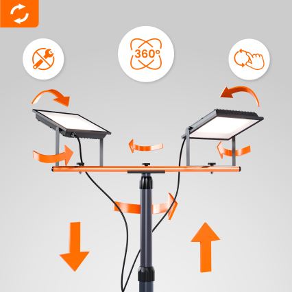 LED-reflektor med stativ 2xLED/50W/230V 4500K IP65 sort/orange