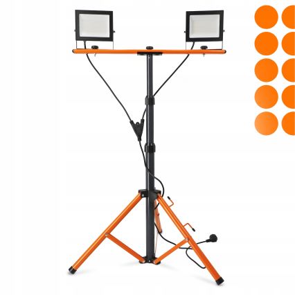 LED-reflektor med stativ 2xLED/50W/230V 4500K IP65 sort/orange