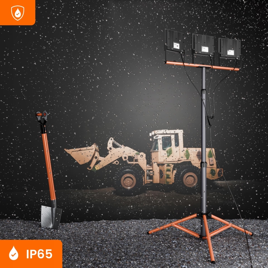 LED-reflektor med stativ 3xLED/100W/230V 4500K IP65 sort/orange