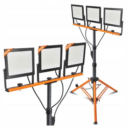 LED-reflektor med stativ 3xLED/100W/230V 4500K IP65 sort/orange