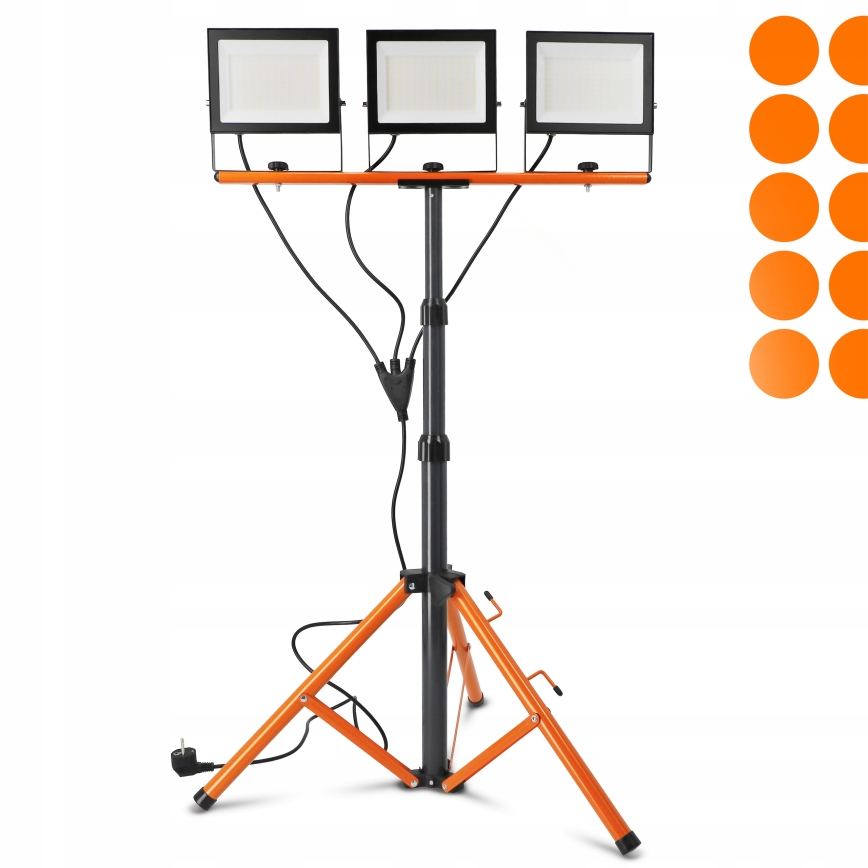 LED-reflektor med stativ 3xLED/100W/230V 4500K IP65 sort/orange