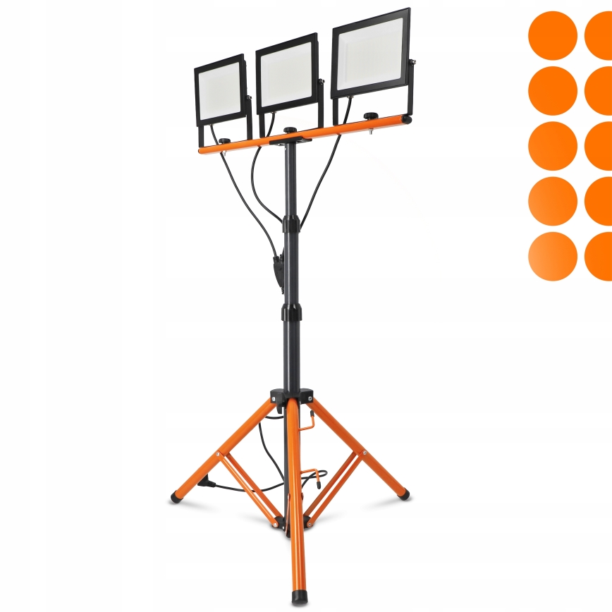 LED-reflektor med stativ 3xLED/100W/230V 4500K IP65 sort/orange