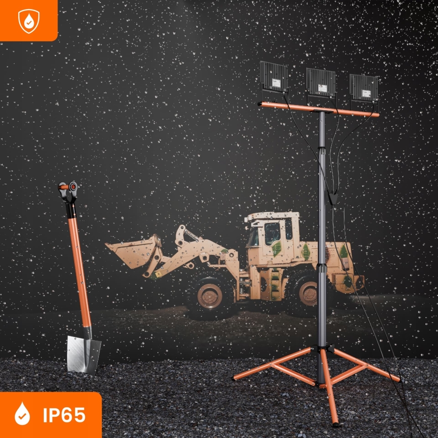 LED-reflektor med stativ 3xLED/50W/230V 4500K IP65 sort/orange