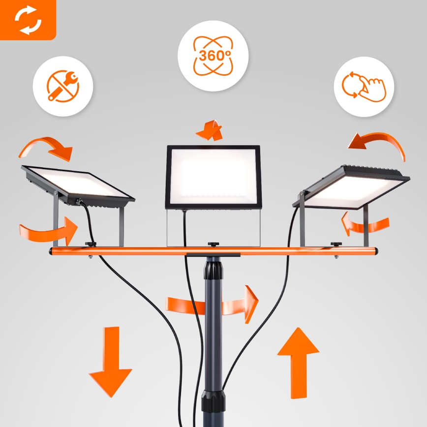 LED-reflektor med stativ 3xLED/50W/230V 4500K IP65 sort/orange