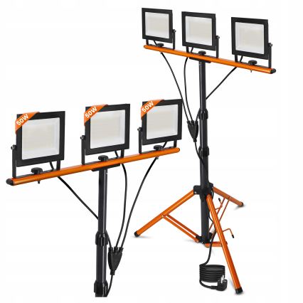 LED-reflektor med stativ 3xLED/50W/230V 4500K IP65 sort/orange