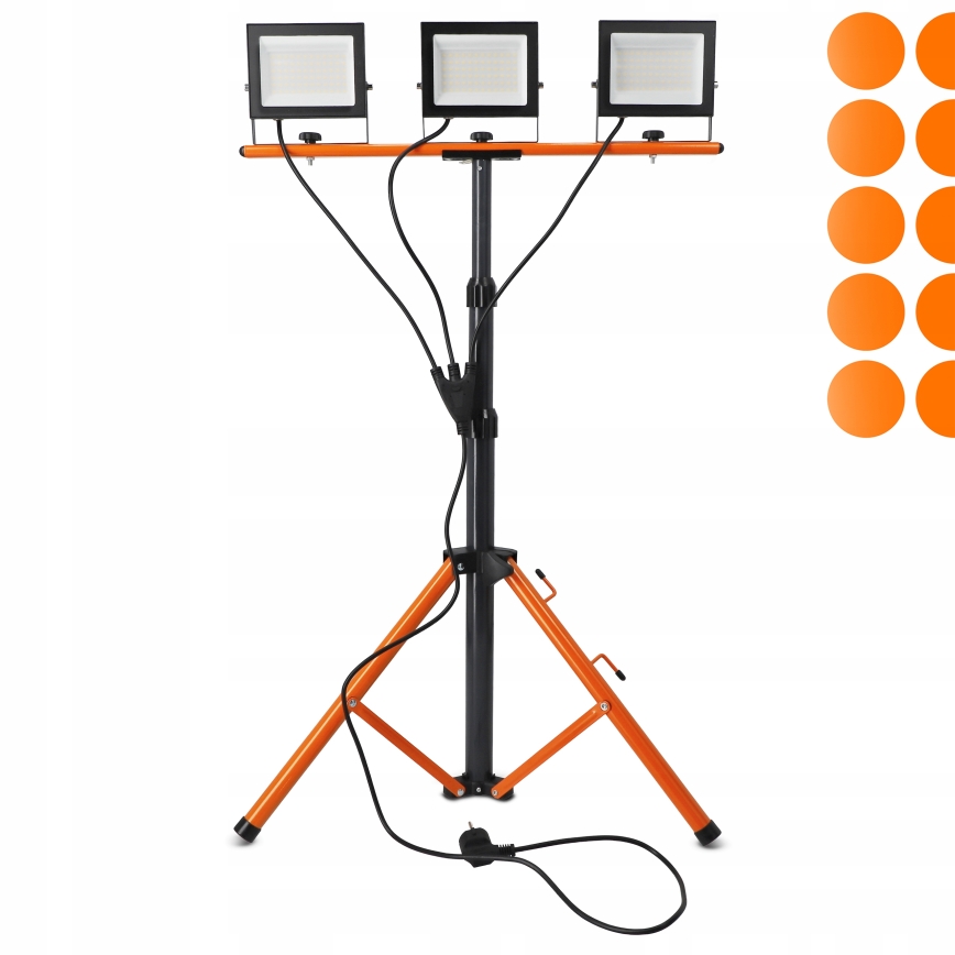 LED-reflektor med stativ 3xLED/50W/230V 4500K IP65 sort/orange