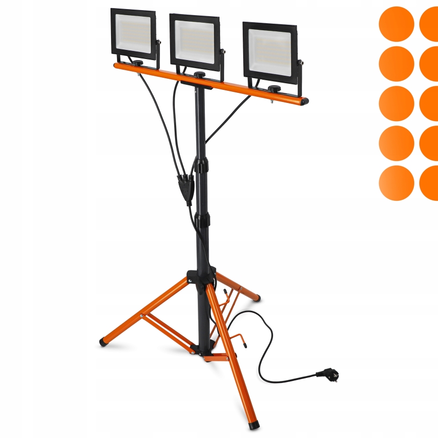 LED-reflektor med stativ 3xLED/50W/230V 4500K IP65 sort/orange