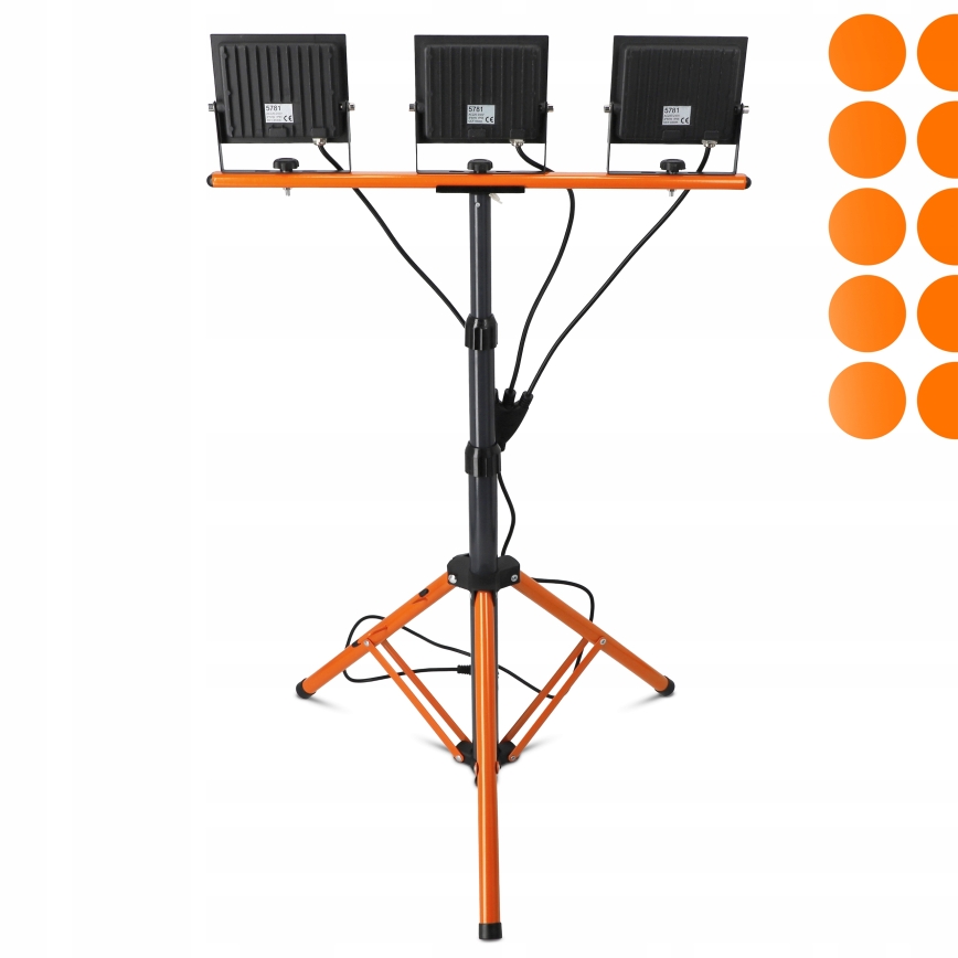 LED-reflektor med stativ 3xLED/50W/230V 4500K IP65 sort/orange