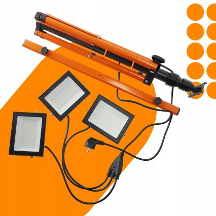 LED-reflektor med stativ 3xLED/50W/230V 4500K IP65 sort/orange