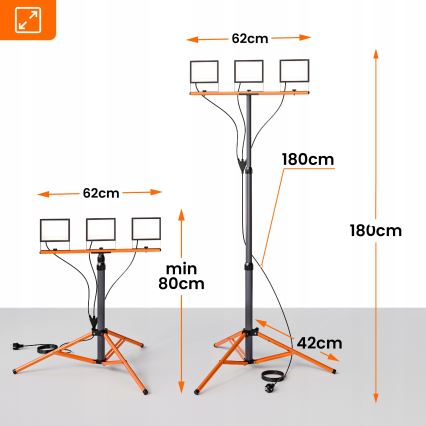 LED-reflektor med stativ 3xLED/50W/230V 4500K IP65 sort/orange