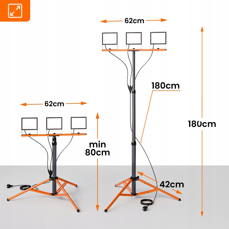 LED-reflektor med stativ 3xLED/50W/230V 4500K IP65 sort/orange