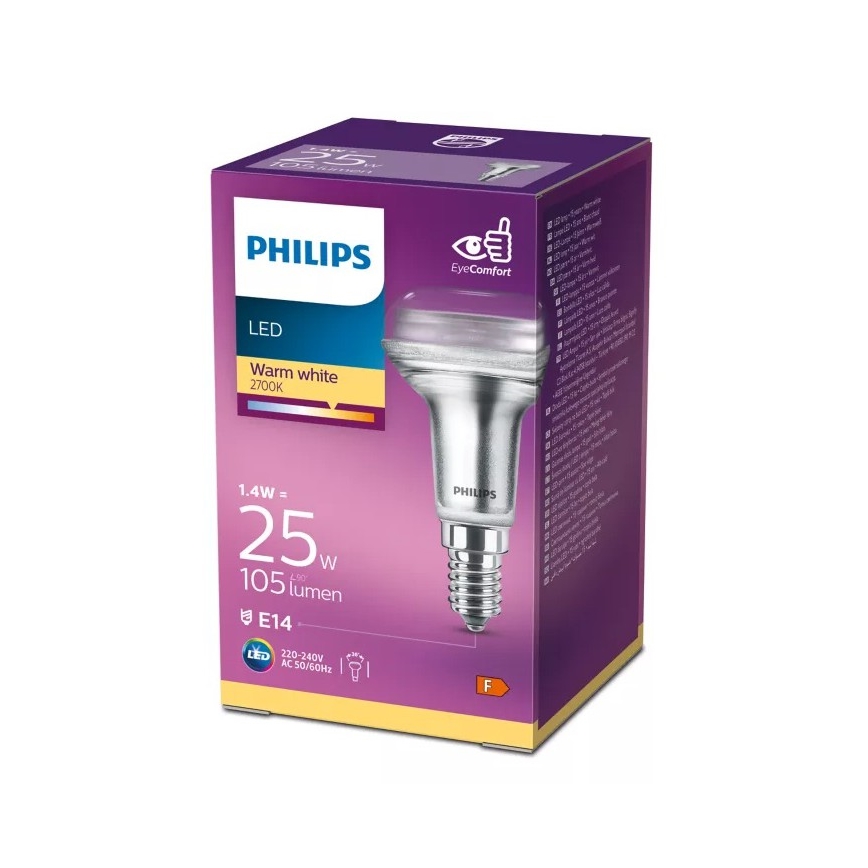 LED-reflektorpære Philips R50 E14/1,4W/230V 2700K