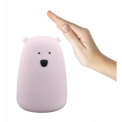 LED RGB Børne touchlampe BEAR LED/0,8W/5V lyserød + USB
