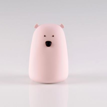 LED RGB Børne touchlampe BEAR LED/0,8W/5V lyserød + USB
