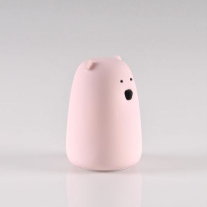 LED RGB Børne touchlampe BEAR LED/0,8W/5V lyserød + USB
