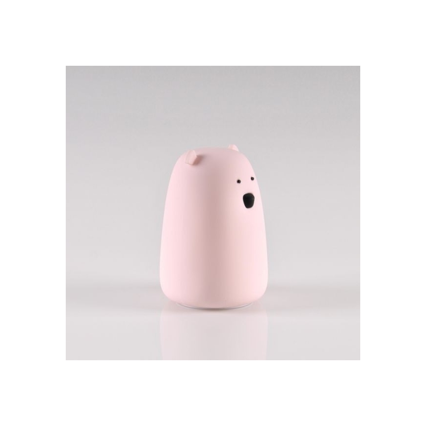 LED RGB Børne touchlampe BEAR LED/0,8W/5V lyserød + USB
