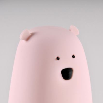 LED RGB Børne touchlampe BEAR LED/0,8W/5V lyserød + USB