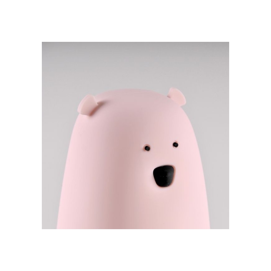 LED RGB Børne touchlampe BEAR LED/0,8W/5V lyserød + USB