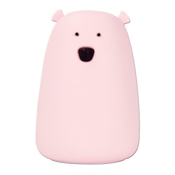 LED RGB Børne touchlampe BEAR LED/0,8W/5V lyserød + USB
