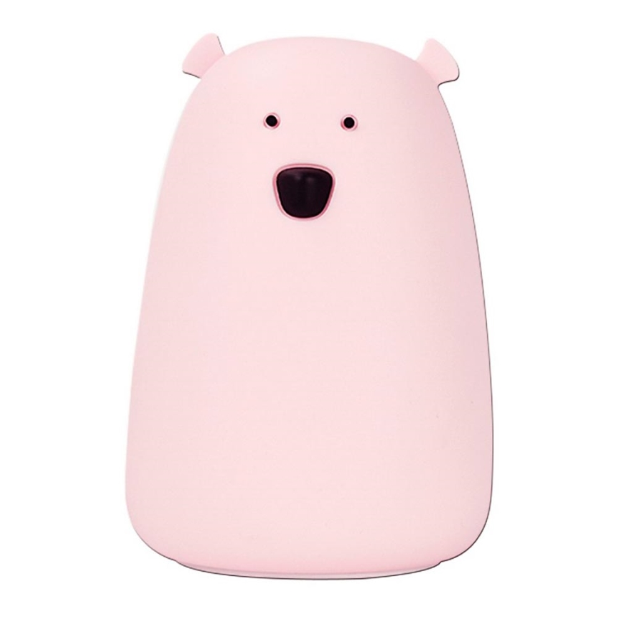 LED RGB Børne touchlampe BEAR LED/0,8W/5V lyserød + USB